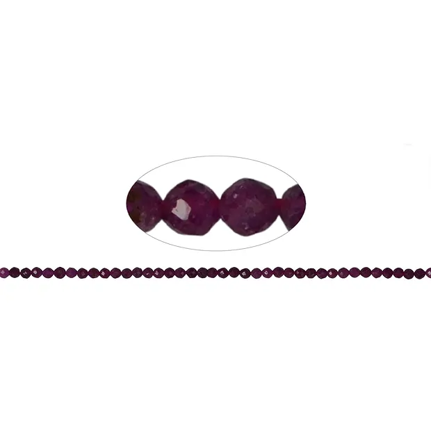 String Beads, Ruby, faceted 02mm (39cm) | wholesaler gems & healing stones