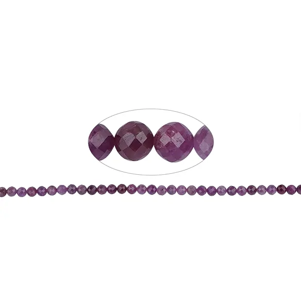 Rang de colliers boules, Rubis, 06,0 - 06,5mm (38cm), à facettes | Marco Schreier