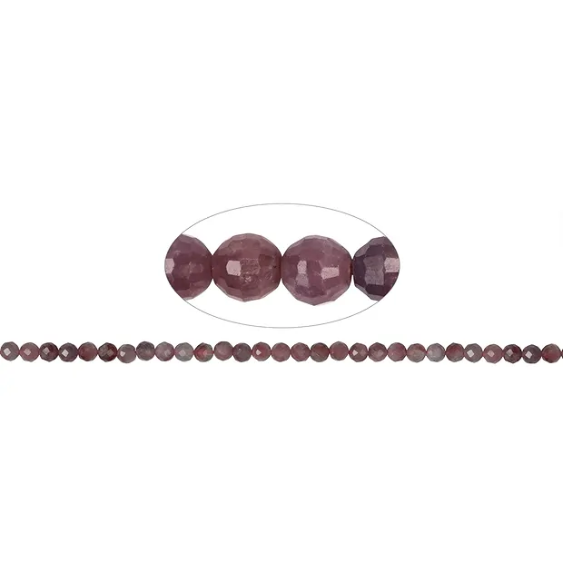 String Beads, Ruby, 05.0 - 05.5mm (41cm), faceted | Marco Schreier