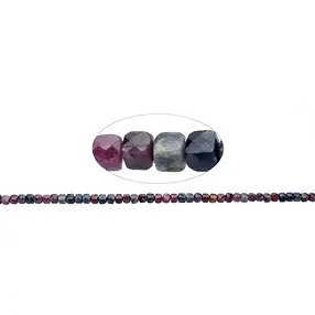 Stringed beads, Ruby/Sapphire, 04mm, faceted (39cm) | Marco Schreier