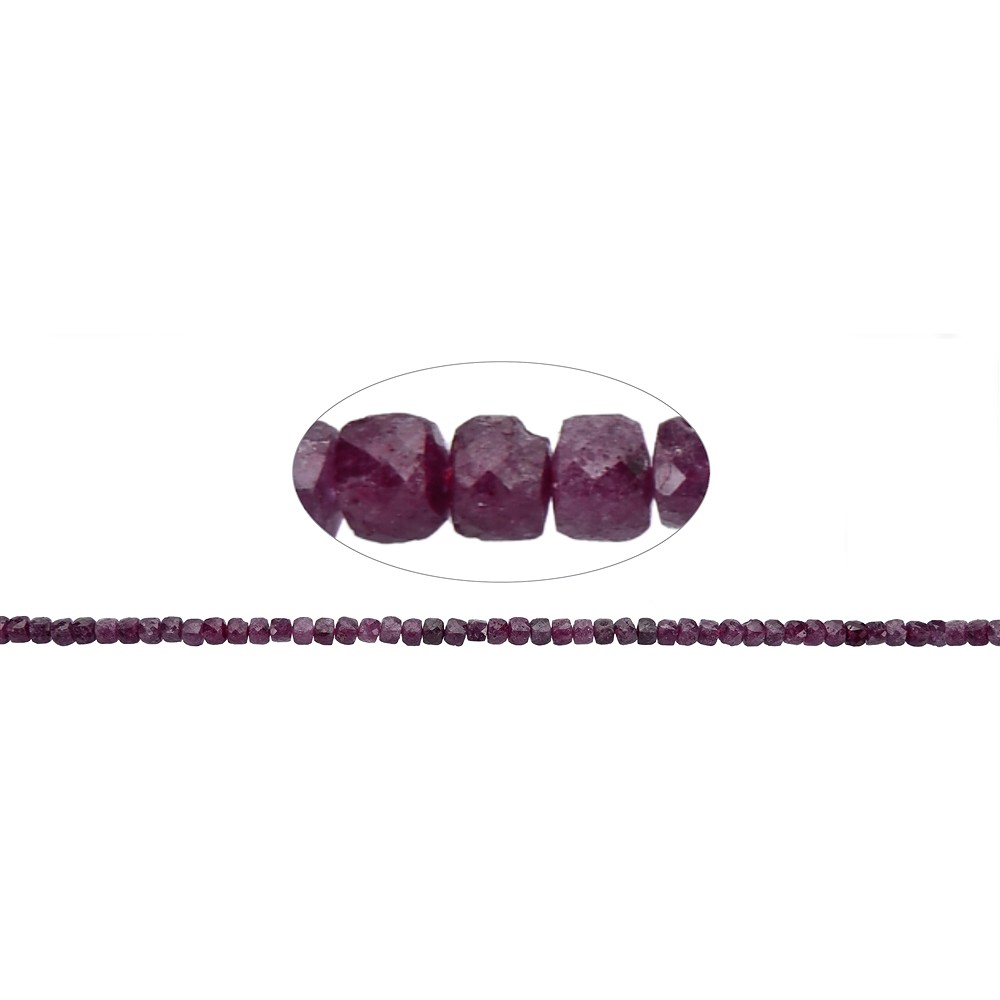 Strand cube, Ruby A, faceted, 04mm (39cm) | wholesaler gems & healing stones