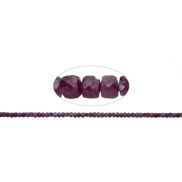 Strand cube, Ruby A, faceted, 04mm (39cm) | wholesaler gems & healing stones