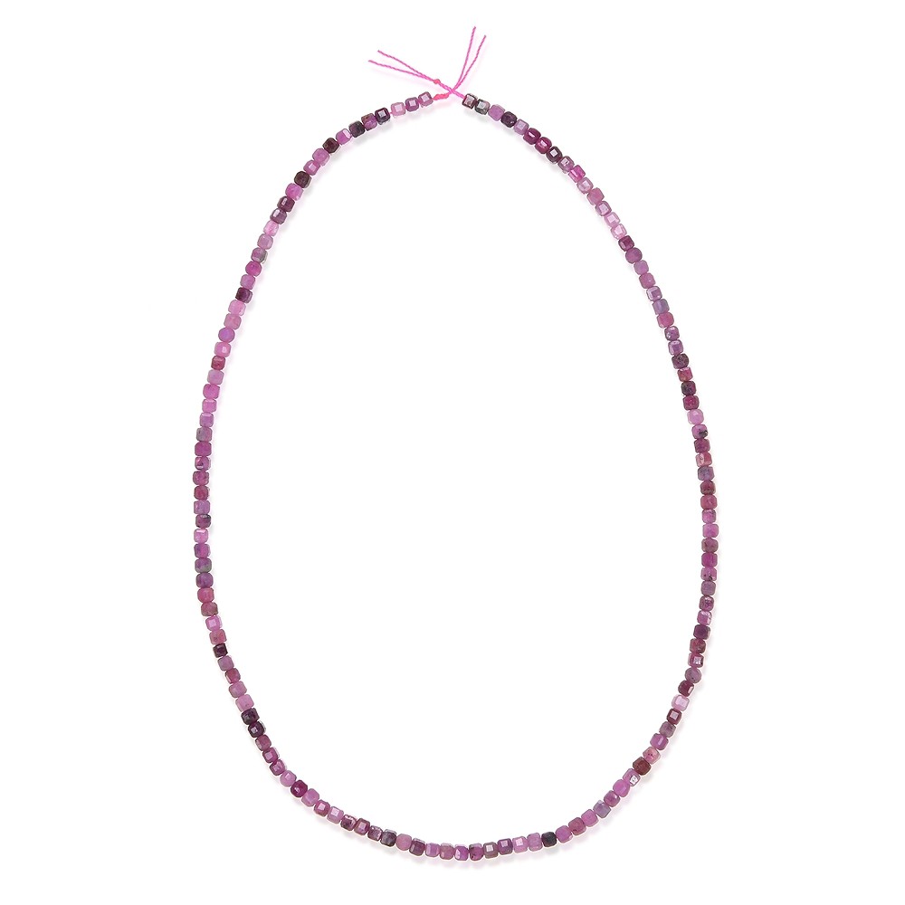 Strang Würfel, Rubin, 03 x 03 x 03mm, facettiert (39cm) | Marco Schreier