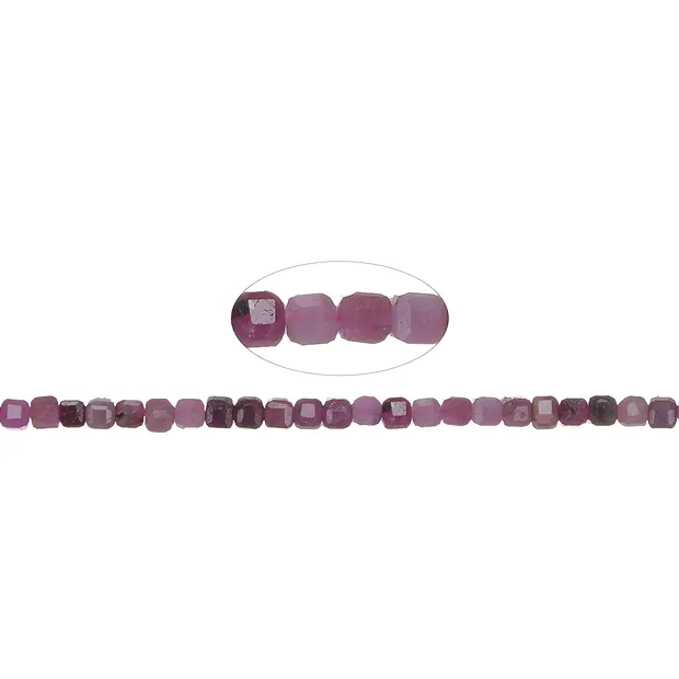 Rang de colliers, Rubis, 03 x 03 x 03mm, à facettes (39cm) | Marco Schreier
