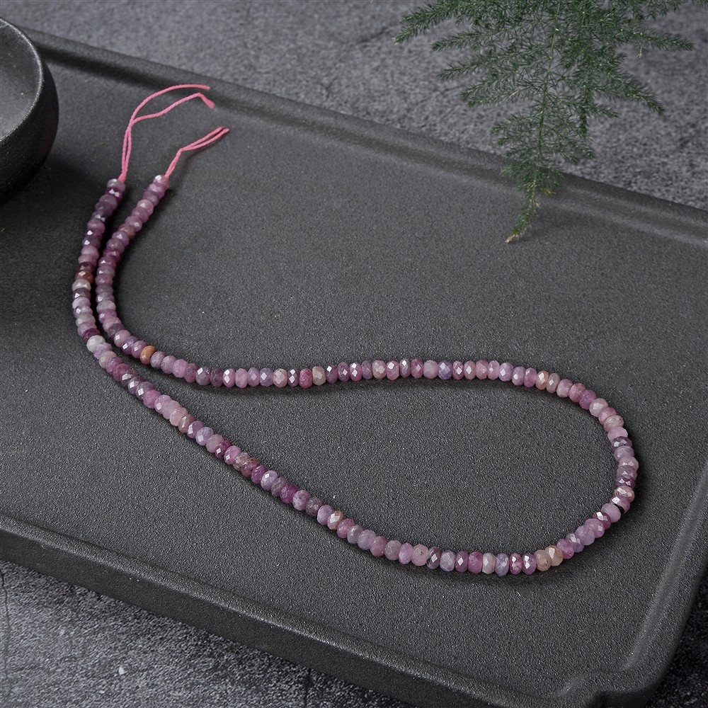 Button strand, faceted Ruby, 02 x 04mm (39cm) | wholesaler gems & healing stones