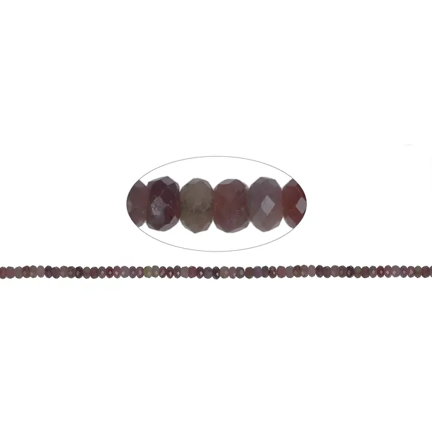 Filo di bottoni, Rubino, sfaccettato, 02 x 04 mm (39 cm) | Marco Schreier