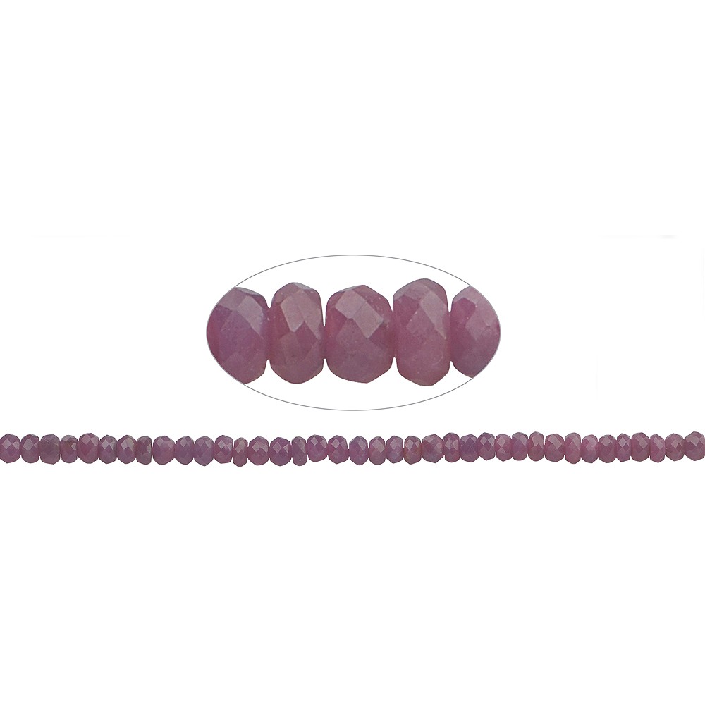Button strand, Ruby, faceted, 03 x 05mm | wholesaler gems & healing stones
