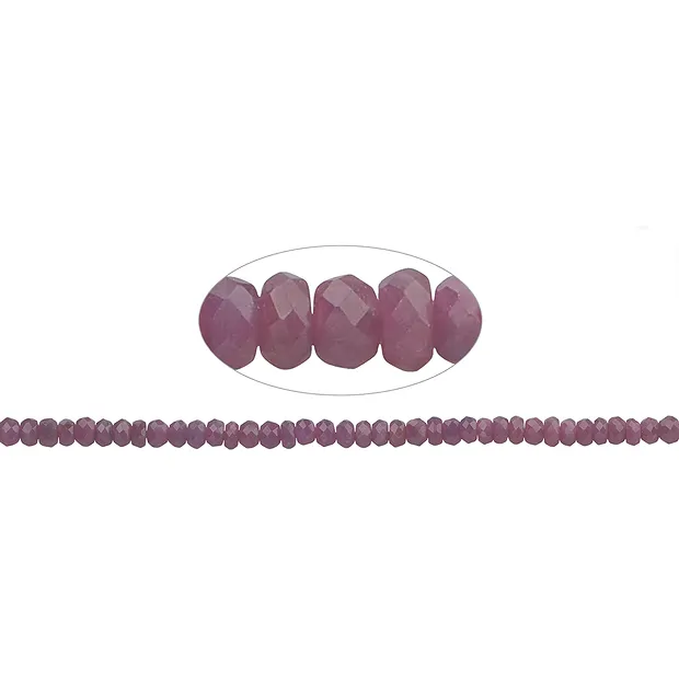 Collar de botones, Rubí, facetado, 03 x 05mm | Marco Schreier