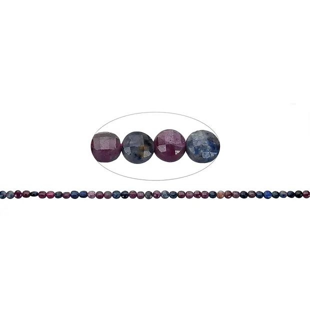 Rang de collier disque/pièce, Rubis/Saphir, facetté, 04mm (39cm) | Marco Schreier