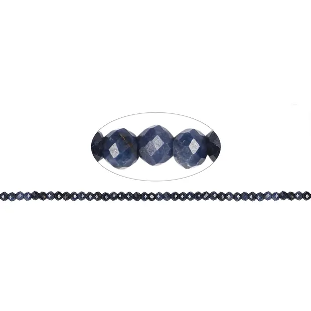 String Beads, Sapphire (dark), faceted, 03mm | wholesaler gems & healing stones