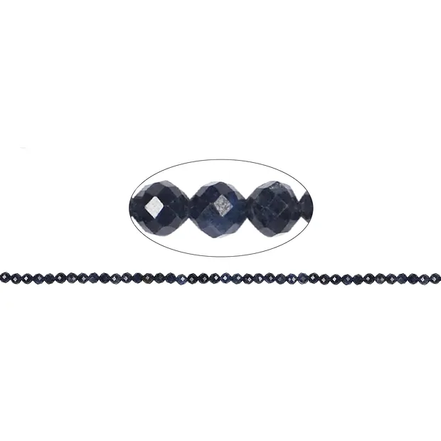 String Beads, Sapphire, faceted, 04mm (39cm) | wholesaler gems & healing stones