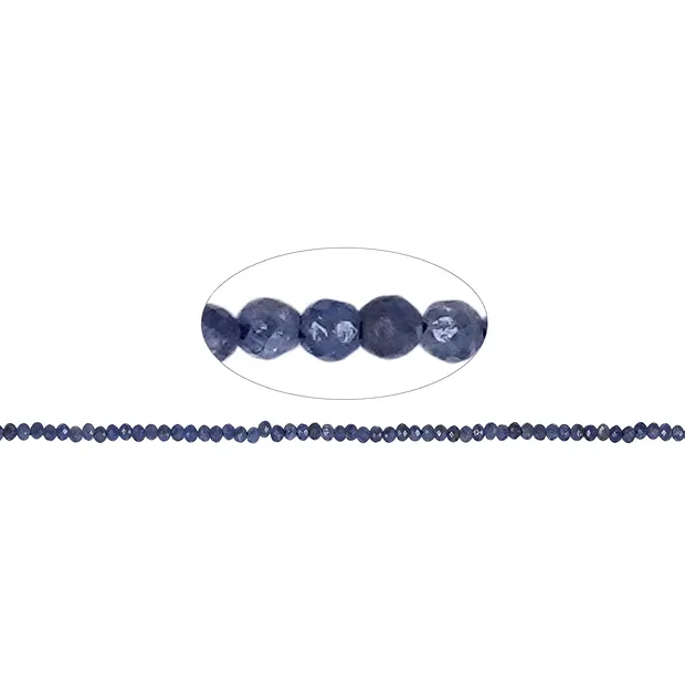 String Beads, Sapphire, faceted, 02mm (38cm) | wholesaler gems & healing stones