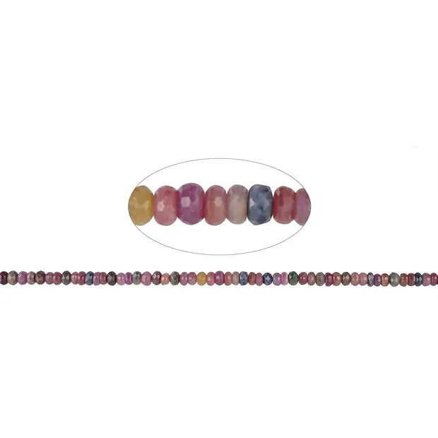 Collar de botones, zafiro/rubí, facetado, 04 x 06mm | Marco Schreier
