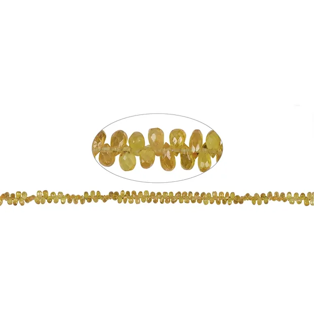 Drop strand, Sapphire (yellow), faceted, 03 x 05mm | Marco Schreier