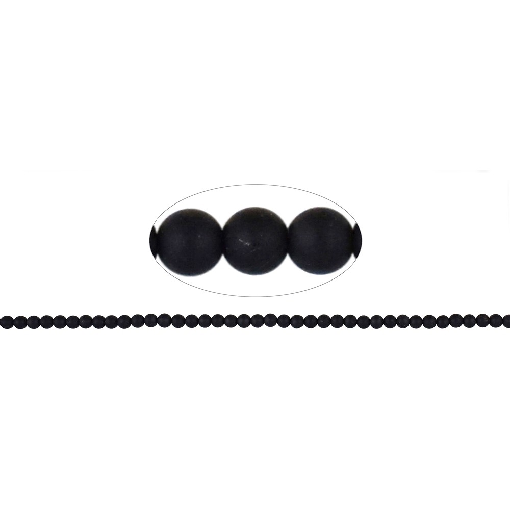 Cuentas preciosas, Turmalina negra (estabilizado), mate, 04mm (39cm) | Marco Schreier