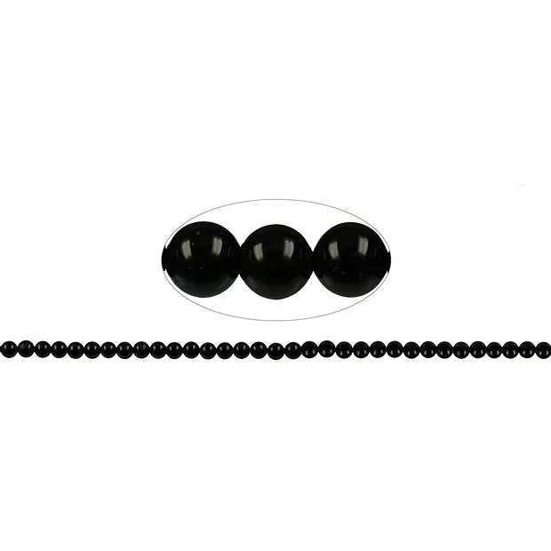 Strang Kugeln, Schörl (stab.), 05mm (39cm) | GH Edelsteine, Heilsteine & Schmuck