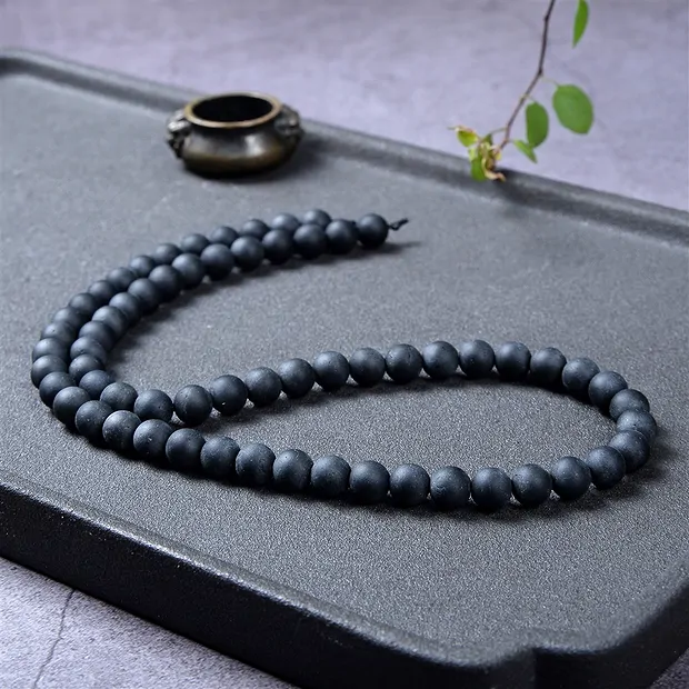 Strang Kugeln, Schörl (stab.), matt, 06mm | GH Edelsteine, Heilsteine & Schmuck