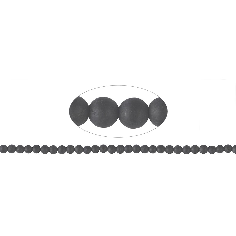 Strang Kugeln, Schörl (stab.), matt, 06mm | GH Edelsteine, Heilsteine & Schmuck