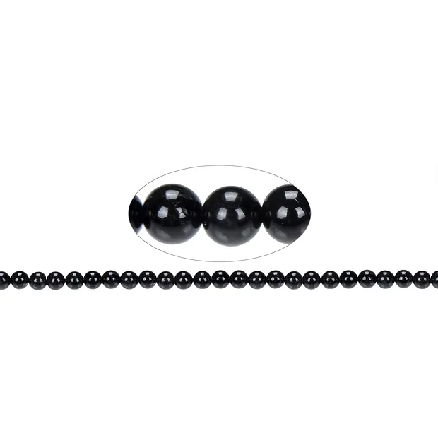 Strang Kugeln, Schörl (stab.), 07mm | Schreier Edelsteine, Heilsteine & Schmuck