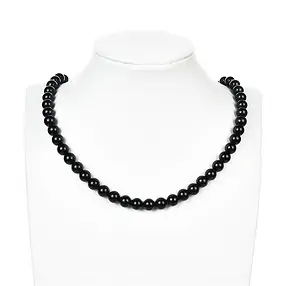 Filo di perline, Schorl (stab.), 08mm | grossista gemme e pietre curative