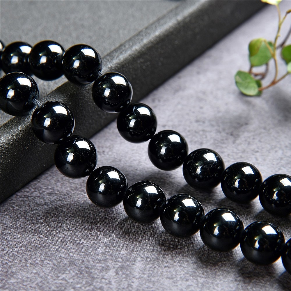 Strang Kugeln, Schörl (stab.), 08mm | Schreier Edelsteine, Heilsteine & Schmuck