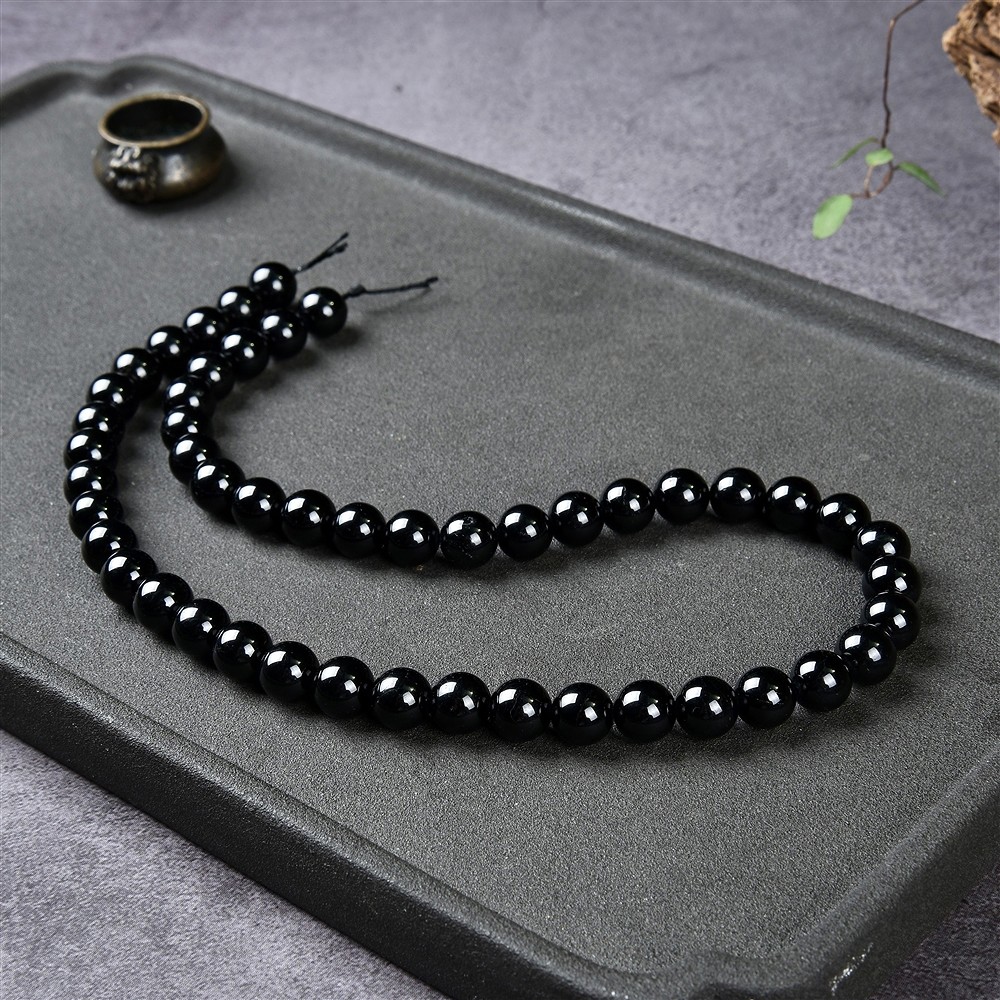 Strang Kugeln, Schörl (stab.), 08mm | Schreier Edelsteine, Heilsteine & Schmuck