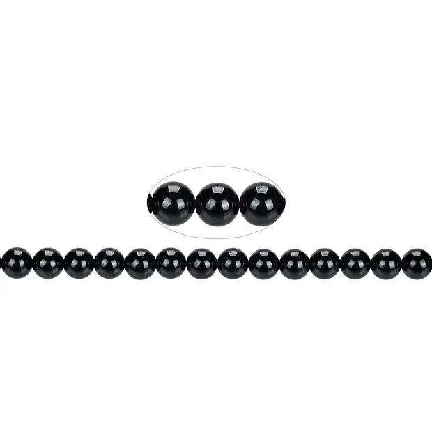 Filo di perline, Schorl (stab.), 08mm | grossista gemme e pietre curative