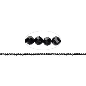 Rang de collier boules, Schorl (stab.), à facettes, 04mm | Marco Schreier