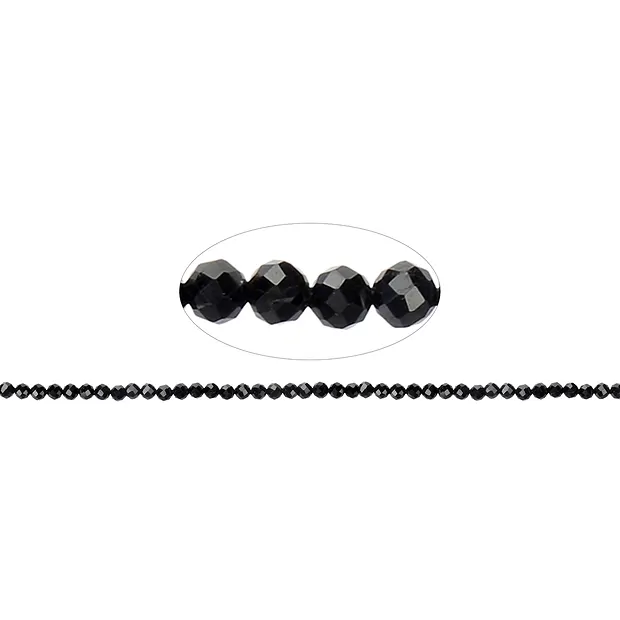 Rang de collier boules, Schorl (stab.), à facettes, 04mm | Marco Schreier