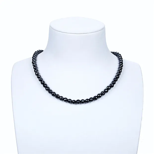 Rang de collier boules, Schorl (stab.), à facettes, 06mm | Marco Schreier