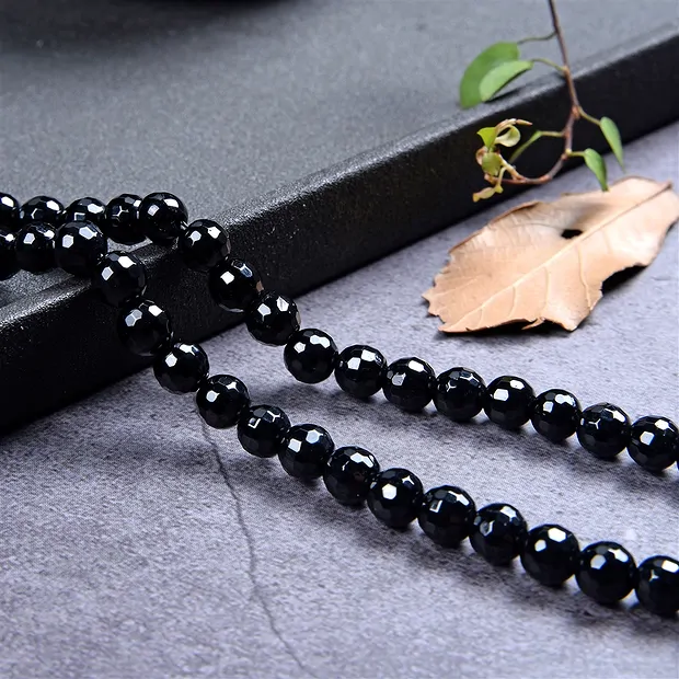 Rang de collier boules, Schorl (stab.), à facettes, 06mm | Marco Schreier