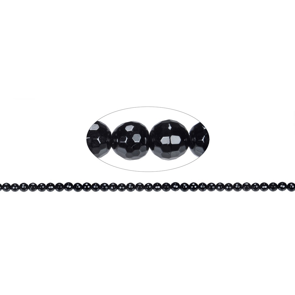 Strang Kugeln, Schörl (stab.), facettiert, 06mm | Marco Schreier