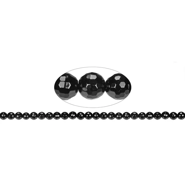 Cuentas de piedras preciosas, Turmalina negra (chorlo), facetada, 08mm | Marco Schreier