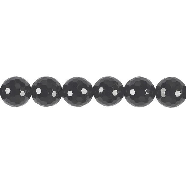 Cuentas de piedras preciosas, Turmalina negra (chorlo), facetada, 12mm | Marco Schreier