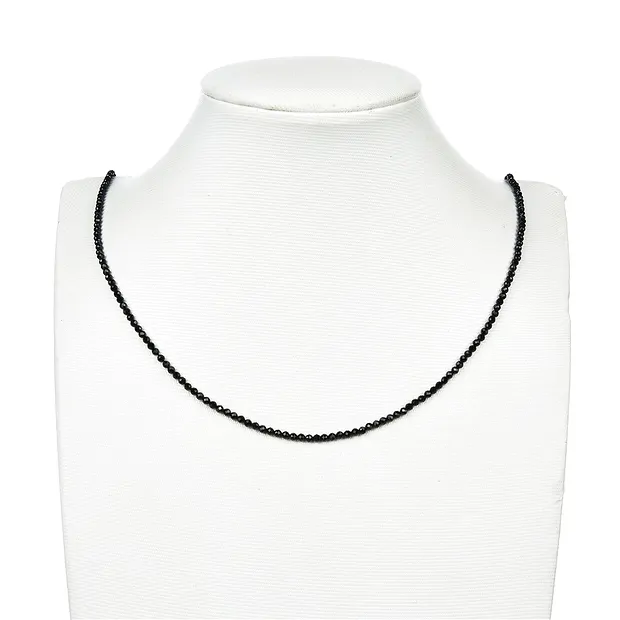 Rang de collier boules, Schorl (stab.), facetté, 02mm (39cm) | Marco Schreier