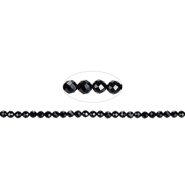 Strang Kugeln, Schörl (stab.), facettiert, 02mm (39cm) | Marco Schreier