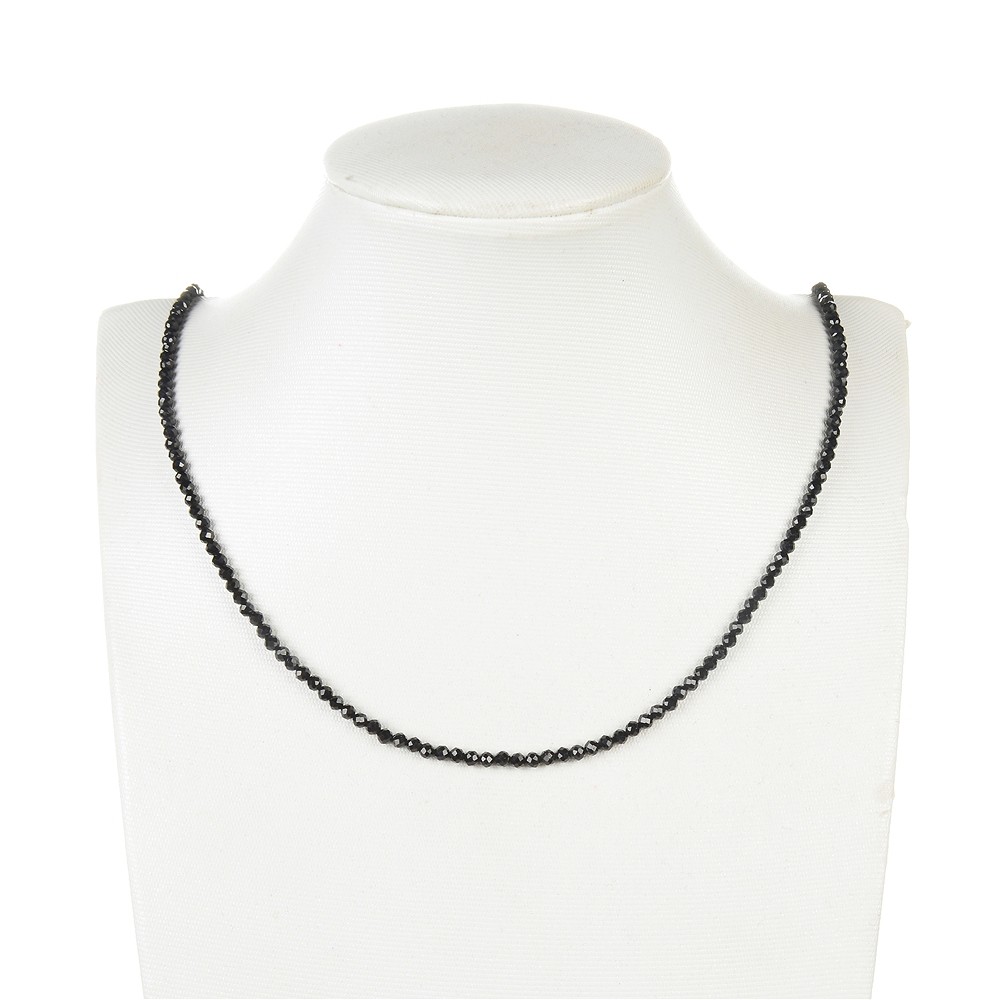 Rang de collier boules, Schorl (stab.), facetté, 03mm (38cm) | Marco Schreier