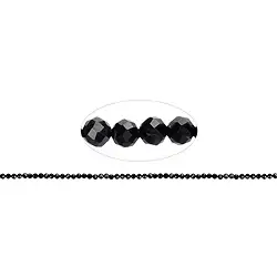 141380111220 Rang de collier boules, Schorl (stab.), facetté, 03mm (38cm) | Marco Schreier