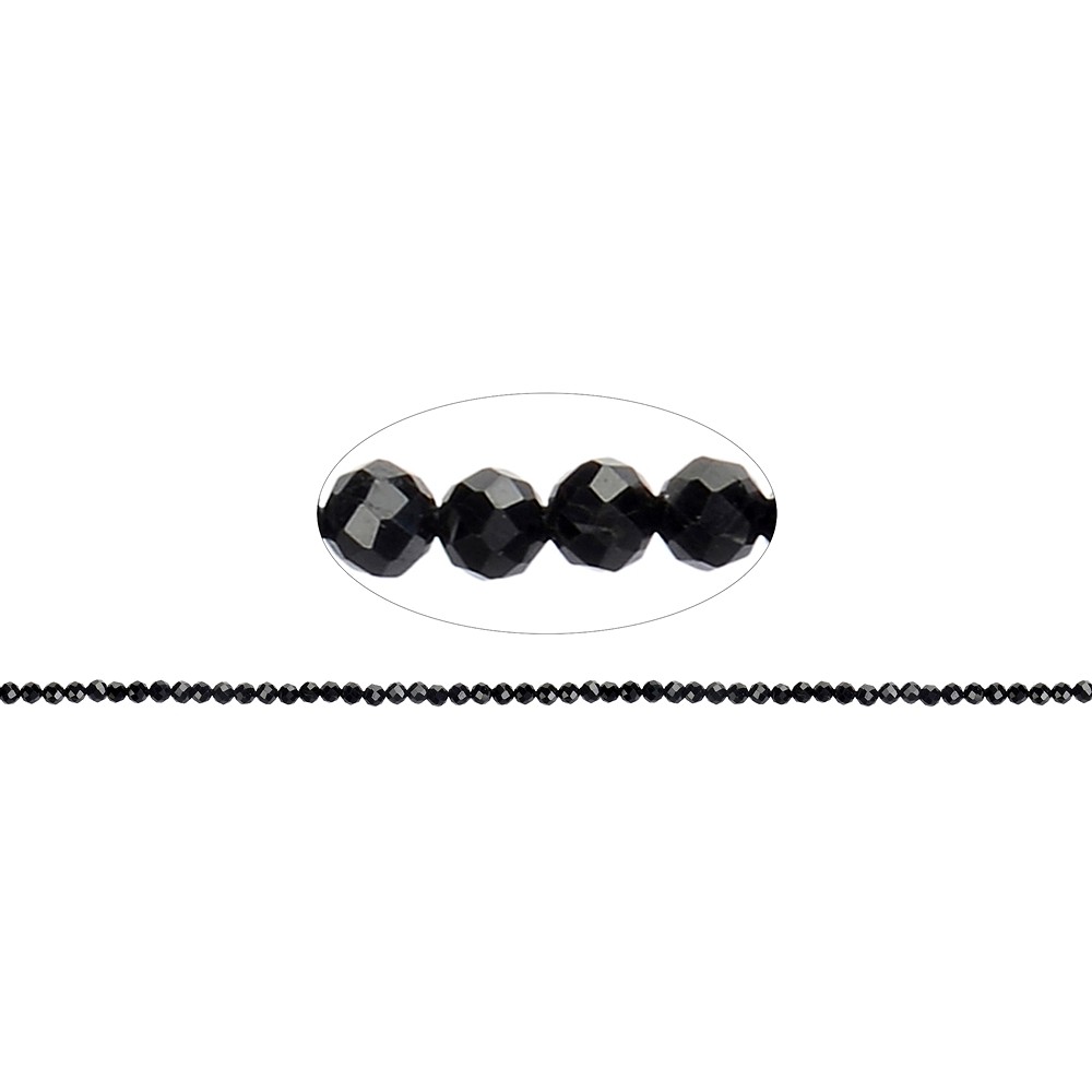 Rang de collier boules, Schorl (stab.), facetté, 03mm (38cm) | Marco Schreier