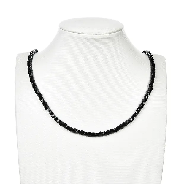 Stringed beads, Tourmaline (black), 04mm, faceted | Marco Schreier