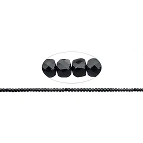Stringed beads, Tourmaline (black), 04mm, faceted | Marco Schreier