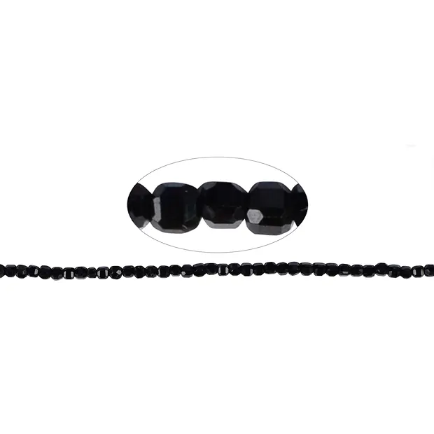 Rang de collier, Schorl (stab.), facetté, 02,0 - 02,5mm (39cm) | Marco Schreier