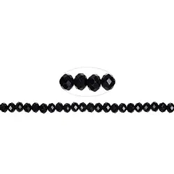141380300520 Button strand, Tourmaline (black) (stab.), 02 x 04mm, faceted | Marco Schreier