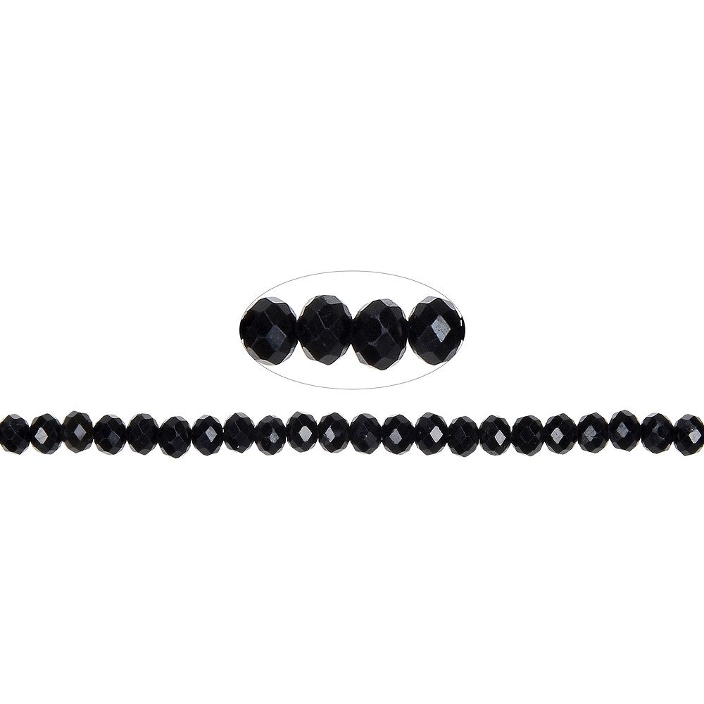 Rang de colliers Boutons, Schorl (stab.), 02 x 04mm, facetté | Marco Schreier