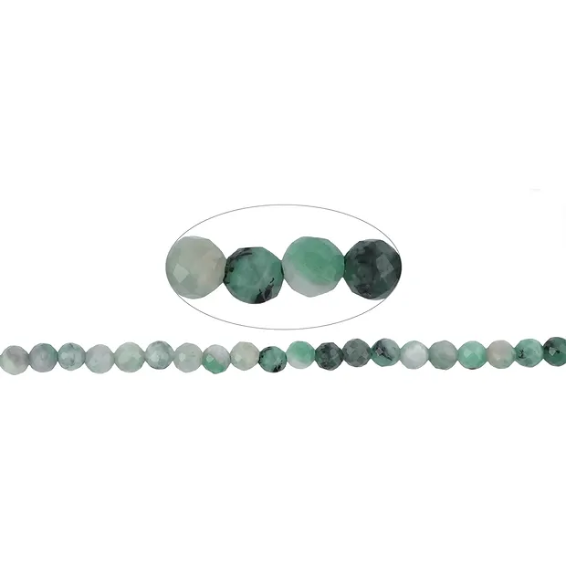 Rang de colliers boules, Émeraude, à facettes, 05mm (39cm) | Marco Schreier