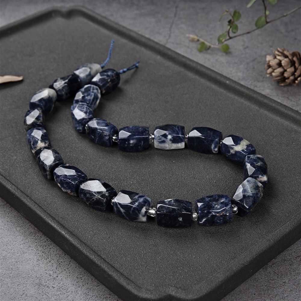 Strang Rechteck, Sodalith, facettiert, 15 x 11-12mm | Marco Schreier