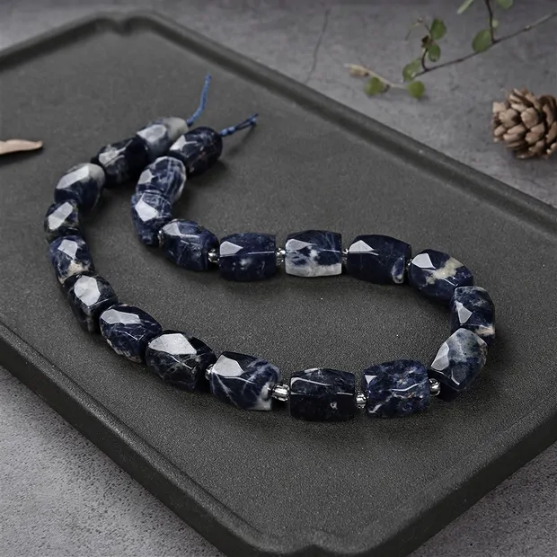 Rectangular strand, Sodalite, faceted, 15 x 11-12mm | Marco Schreier