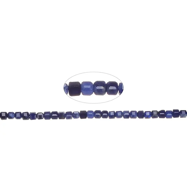 Strand cube, Sodalite, 02mm, faceted (39cm) | wholesaler gems & healing stones