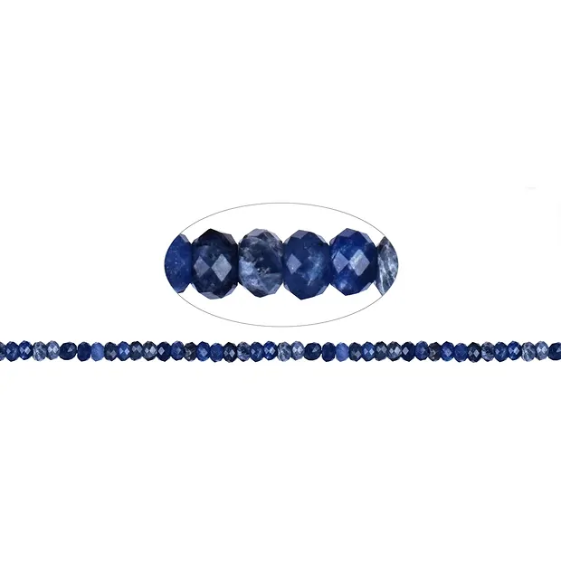 Strang Button, Sodalith, 04mm, facettiert | GH Edelsteine, Heilsteine & Schmuck