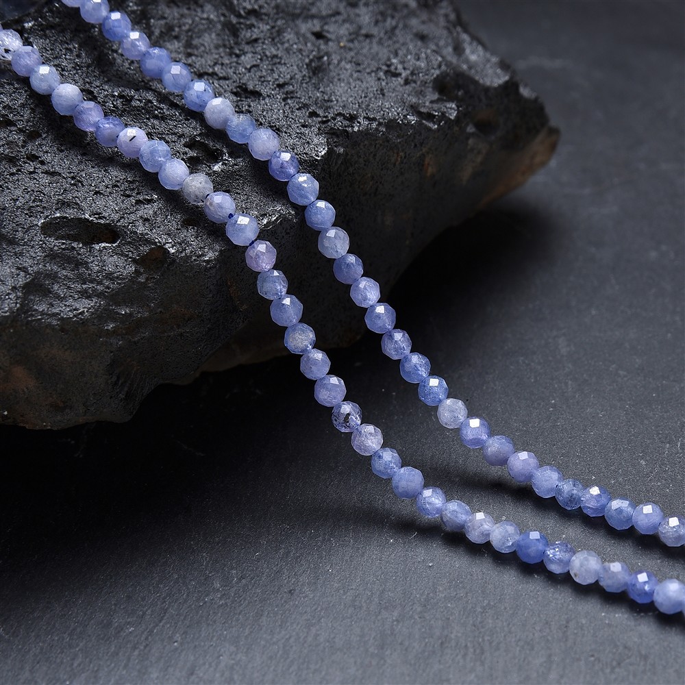 Rang de collier boules, tanzanite AA, 03mm, facetté (39cm) | Marco Schreier